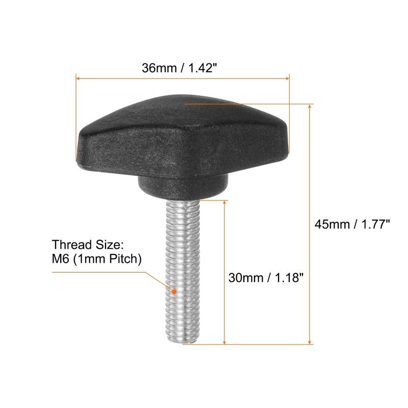 sourcing map 25pcs Tee Wing Knobs Thumb Screws M6 x