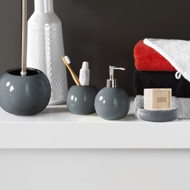 douceur d'intérieur, Toilet Brush 15.8 x 37 cm, Anthracite, Ceramic, Plain, Bullea