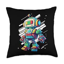 Robot Designs by Fasaza Science Coding Robots Kids Toddler Boys Girls Throw Pillow, 18x18, Multicolor