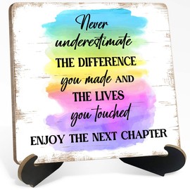 WUZYOU Appreciation Gift, Inspirational Quote Wooden Plaque Sign with Holder Stand 3.9x3.9 INCH, Teacher Desk Sign Shelf Decor