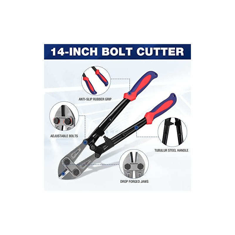 WORKPRO W017004A Bolt Cutter, Bi-Material Handle with Soft Rubber Grip,