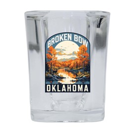 R and R Imports Broken Bow Oklahoma Design B Souvenir 2.5 Ounce Shot Glass Square 2-Pack