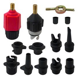 Paddle Board SUP Inflatable Pump Adapter Kits - Boat Standard Air Compressor Valve Converter & Nozzle Set Accessories for Stand Up Paddleboard Dinghy Pontoon Kayaking (Black, Red)