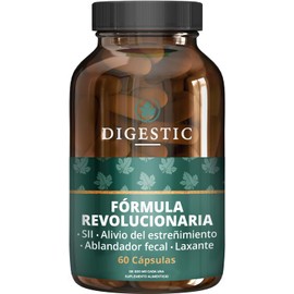 Digestic - Laxante para el estreñimiento, ablanda las heces, 60 Cápsulas, 100% Natural, para gases e hinchazón