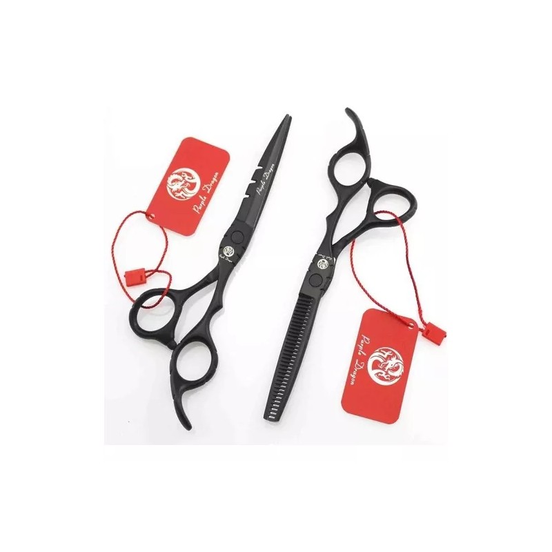 Purple Dragon Hermoso Set Tijeras Corte Cabello Peluquero Estuche 5.5