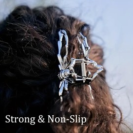 Spider Metal Hair Claw Clips Alloy Hair Claw Clips, 1Pcs Gunmetal Spider Metal Hair Clip for Thin Hair Punk & Y2K-Style Hair Accessories Decorations (Black Spider)