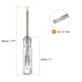 HARFINGTON 2Pcs SL1.5 Mini Slotted Screwdriver 1.5mm Magnetic Flat Head 45mm Length for Small Appliances Repairs, Transparent
