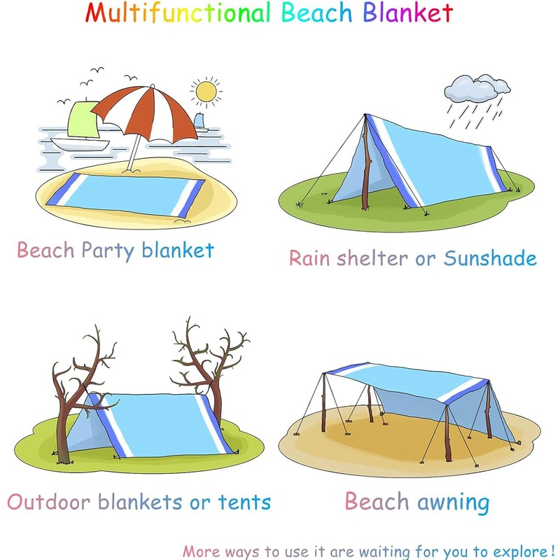 UKKQES Beach Blanket Oversized Extra Large 200 X 210 CM,Waterproof