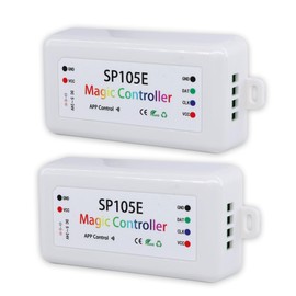 RECRE-TECH 2-Pack SP105E LED Controller, Ws2812b Led Bluetooth Controller for Ws2811 SK6812 APA102 Smart IC Lights, DC5-24V Addressable LED Pixel Controller with 100+ Effects
