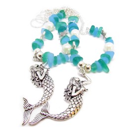 Mermaid Curtain Tiebacks - Sea Glass Drapery Holdbacks - Beach Cottage Home Decor - Mermaid Decor