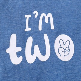 CPEI Toddler Boy 2nd Birthday Outfit,Im Two Shirt+Short Pants,Boy 2 Years Old Birthday Clothes (Blue, 2T)