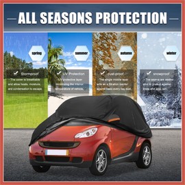 ACROPIX Car Cover for Smart Fortwo 2007-2023 210D-PU Oxford Outdoor Full Car Cover All Weather Waterproof Windproof Protection with Driver Door Zipper Black Car Parts