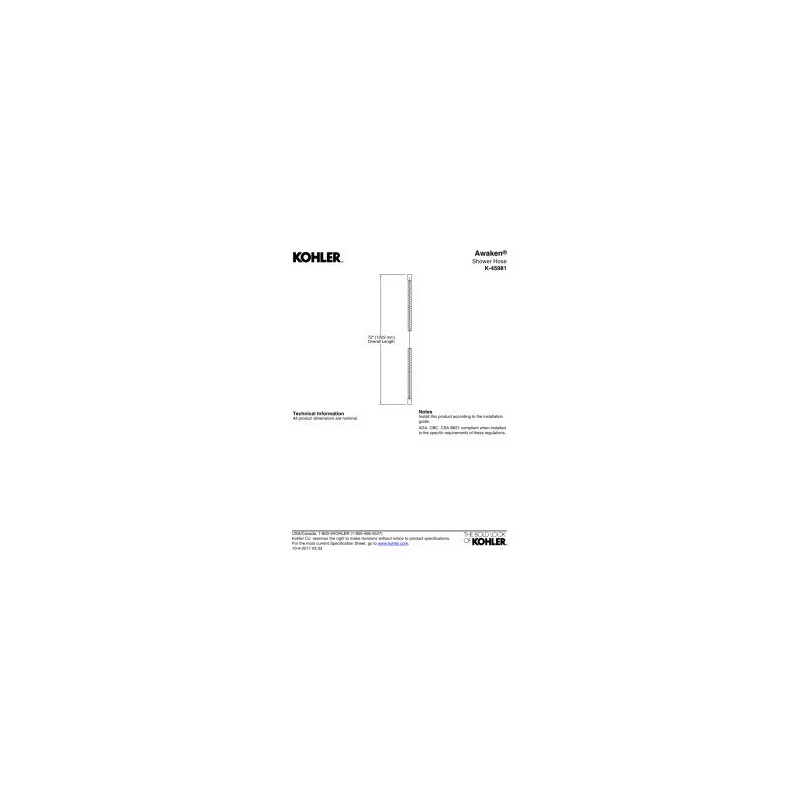 KOHLER K-45981-2BZ Awaken 72-Inch Ribbon Hose, Oil-Rubbed Bronze