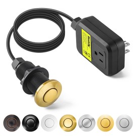 Garbage Disposal Air Switch Kit Sink Top Waste Disposal Long Stainless Steel Golden Brushed On/Off Air Button Food and Waste Disposals Part by Etoolcity UL Listed