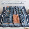 WONGS BEDDING Navy Blue Quilt Set King Size,Bohemian Patchwork Bedspread