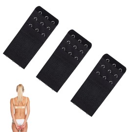 3 Pieces Bra Extender, Bra Extension 3 Hooks, Bra Closure Extension, Bra Extension, Comfortable and Stretchy, Set Suitable for Weight Gain, Pregnancy, Breastfeeding (Black), black