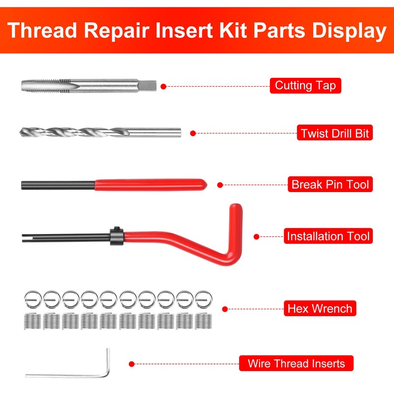 JMMRRR Thread Repair Kit M6 X 1.0mm, Helicoil Metric Thread