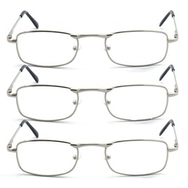 EYE ZOOM 3 Pack Vintage Metal Reading Glasses for Men and Women, (Silver, +2.50)