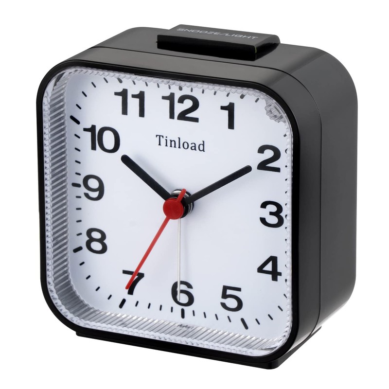 Tinload Small Battery Analog Alarm Clock Silent Non Ticking, Ascending