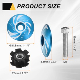 sourcing map 1 1/4" OD Bicycle Headset Stem Top Cap Aluminum Alloy Star Nut Cycling Headset Cover Stem with M6 Bolt for Mountain Bike Road Bike MTB, Blue