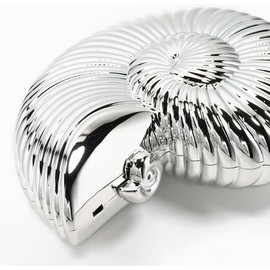 TOKYO-T Silver Metallic Evening Bag and Clutch for Women Seashell Crossbody Party Purse Sparkly Shoulder Chain