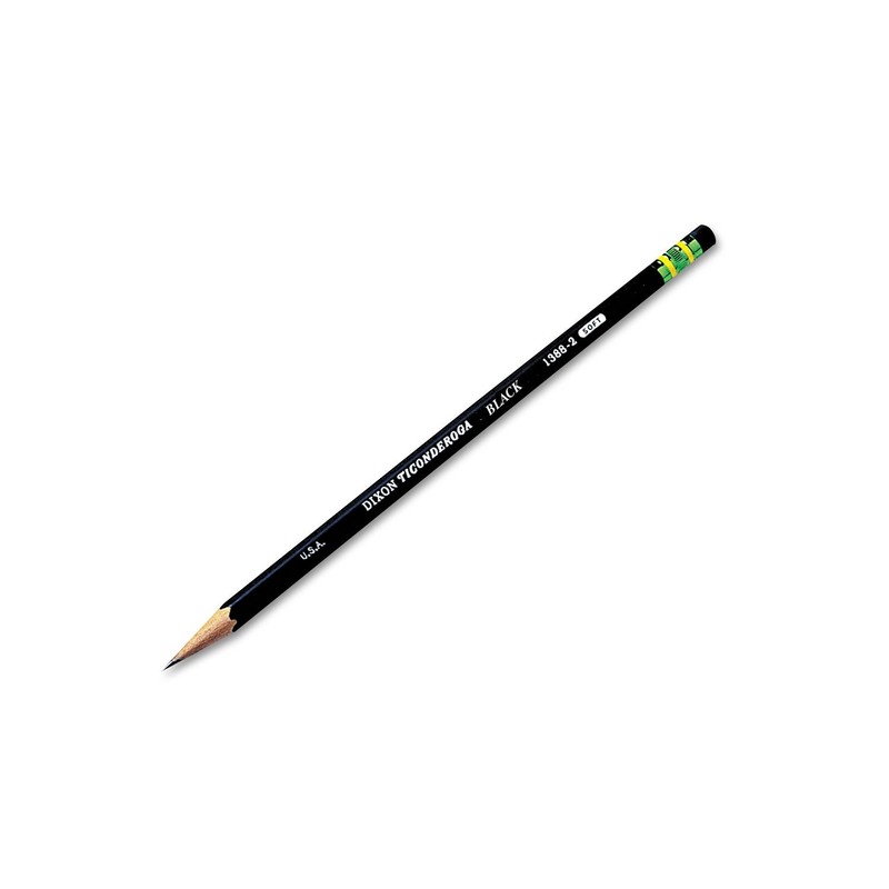 Ticonderoga Wood-Cased Pencils, Pre-Sharpened, 2 HB Soft, Black, 10 Count