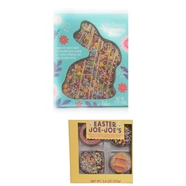Milk Chocolate Bunny Bar, Easter Candy with Chocolate Gems and Sprinkles, 3 oz and Easter Joe-Joe's Sandwich Cookies, White & Milk Chocolate Coated, 3.6 oz, (1 bunny 1 joe's)