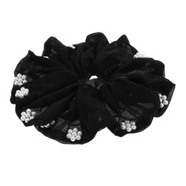 Beavorty Hair Ring Big Pearl Earrings Dangle Earrings The Pearl Velvet Hair Scrunchies Black Plastic for Girls Thick Thin Curly Hair