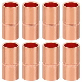 PATIKIL 5/16 Inch ID Copper Coupling Fittings, 8 Pcs Rolled Tube Stop Straight Pipe Fitting Welding Joint for HVAC Air Conditioning Plumbing Refrigeration