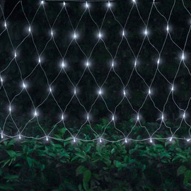 Oopswow 9.8ft x 6.6ft 192 LED Christmas Net Lights,8 Modes 30V Low Voltage Mesh Fairy String Lights for Christmas Trees, Bushes, Wedding, Garden, Outdoor Decorations (Cool White)