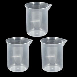 Bivethoi 3 Pack Plastic Beakers, Low Form Graduated Measuring Beakers 50ML Graduation Interval (Vol. 100ML)