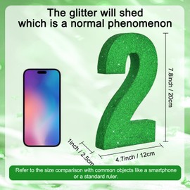 TONIFUL 7.8 Inch Green Glitter Number 2 Table Centerpiece 0-9 Birthday Party Decorations,Digit 2 for Birthday,Chrismas,Graduation,Bridal Shower,Valentine's Day,Anniversary Party Supplies