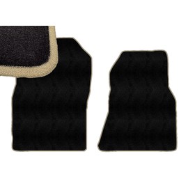 Beige Edge Custom Fit Front Carpet Floor Mats, Black, Compatible with Ram 1500 Crew Cab Only 2022 2021 2020 2019