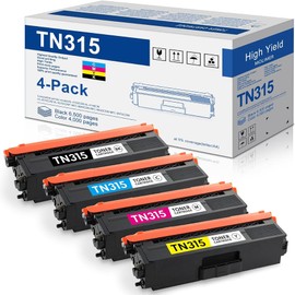 TN-315 BK/C/M/Y High Yield Toner Cartridge 4 Pack Compatible Replacement for Brother TN-315 HL-4150CDN HL-4140CW HL-4570CDW HL-4570CDWT MFC-9640CDN MFC-9650CDW MFC-9970CDW Printer