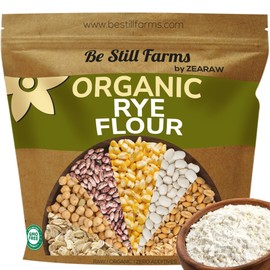 Be Still Farms Organic Rye Flour For Bread Bulk (5.8 lb) - Bread Flour for Baking - Great for Bread Machine, Pumpernickel - 100% Whole Rye Grain | USA Grown | USDA Certified | Vegan | Non-GMO