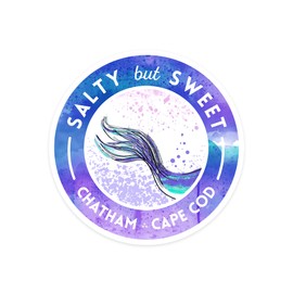Die Cut Sticker Chatham, Massachusetts, Cape Cod, Salty but Sweet, Mermaid Tail, Contour Vinyl Sticker 1 to 3 inches (Waterproof Decal for Cars, Water Bottles, Laptops, Coolers), Small