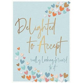 Words 'n' Wishes Wedding Acceptance Card - Colourful Love Hearts with Embossed Foil Details - Eco-Friendly - by Words and Wishes,Multicoloured,230 x 160mm