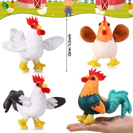 6 Mini Juguetes de Animales Peludos de Peluche Muñeca Suave de Caballo Cerdo Ganado Conejo Perro Oveja Gallina Decoración de Fiesta de Cumpleaños Rellenos de Calcetín de Navidad (Gallina)