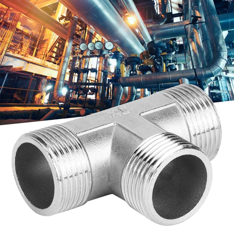 3/4 Stainless Steel Tee Fitting - 3-Way Pipe Connector -