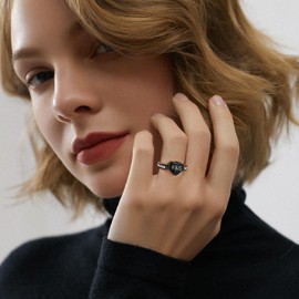 KeyStyle Stainless Steel Cremation Ring For Men, Heart Signet Rings Memorial Jewelry, Size 10