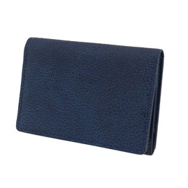 Leathertone 4TL0023 Business Card Holder, Made in Japan, Black Pier Leather x Indigo Dyeing + Tochigi Leather, Indigo × navy blue