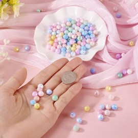 Magibeads 135Pcs 7mm Glass Beads AB Color Plated 9 Light Colors Round Beads Kit for DIY Necklace Bracelet Earring Art Crafts Keychain Wind Chimes Table Decoration Making Supplies