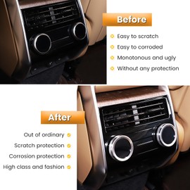 Heutamo Center Console Air Conditioner Switch Knob Cover Compatible with Land Rover Range Rover Sport/Vogue 2023 2024, Car Air Conditioner Volume Knob Protection Ring Accessories (Silver, 2PCS)