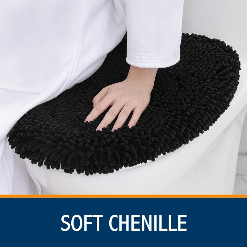 Smiry Soft Chenille Bathroom Toilet Lid Cover, Machine Washable Covers,