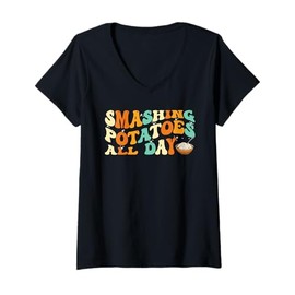 Womens Smashing Potatoes All Day Potato Carb Appreciation V-Neck T-Shirt