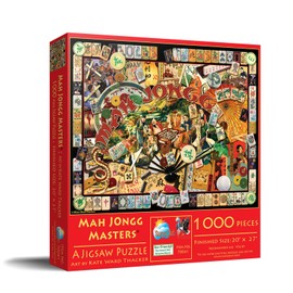 SunsOut Mah Jongg Masters Jigsaw Puzzle for Adults, 1000 Piece Jigsaw Puzzle by Artist: Kate Ward Thacker - Finished Size 20" x 27" - MPN# 70041