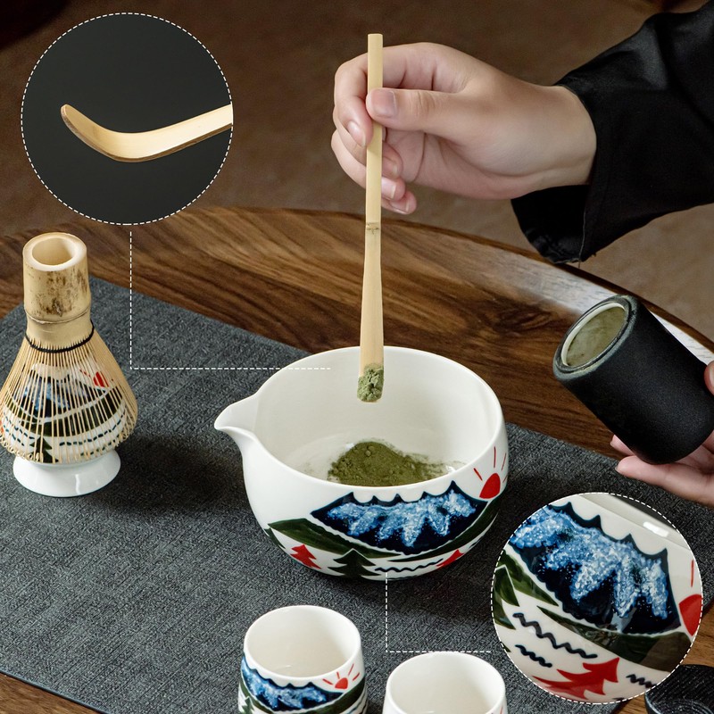 Hijaunatis Fuji Mountain Matcha Bowl Set – 6-Piece Japanese Tea