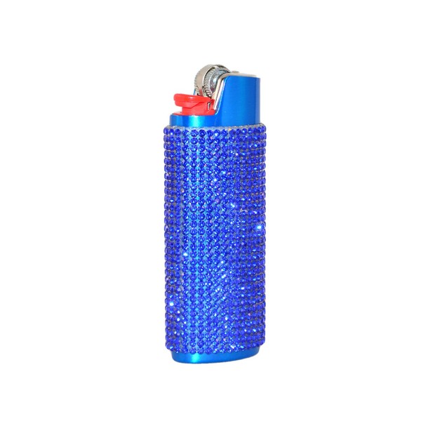 Blue Lighter Cover Sleeve with Sapphire Rhinestones LS42