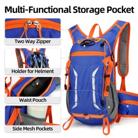 HomyComy Cycling Backpack for Women Men Waterproof Hiking Backpack Lightweight Bike Riding Travel Camping Bag Hiking Hydration Backpack Blue