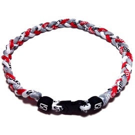 Sport Ropes Triple Titanium Necklace (Red/Gray/White, 18")